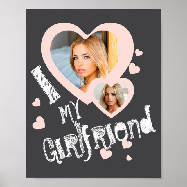 I Love My Girlfriend Chalkboard Doodles Black Cute Poster (Vorne)