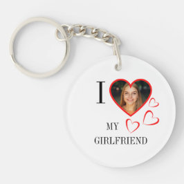  I Love My Girlfriend Custom Heart Your Photo Schlüsselanhänger