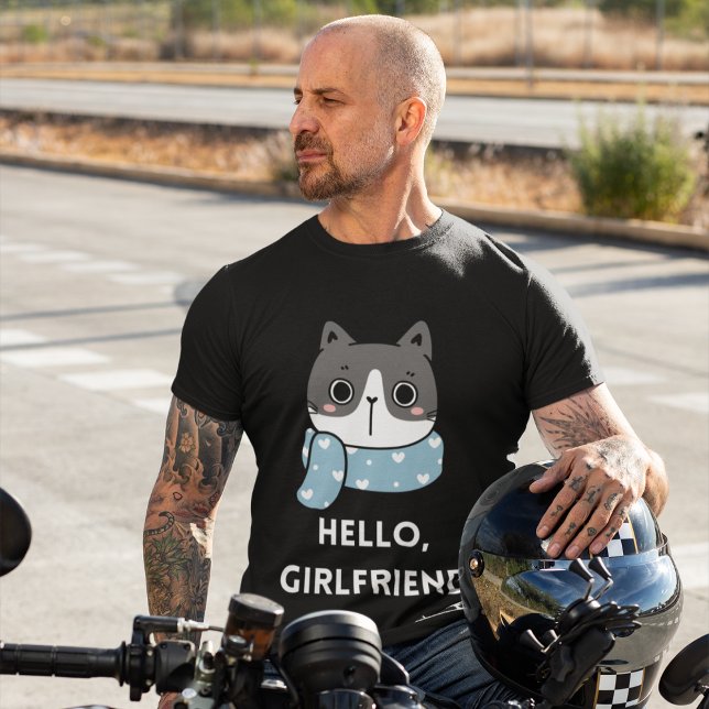 I Love My Girlfriend Custom Text Men's Cat T-shirt (Von Creator hochgeladen)