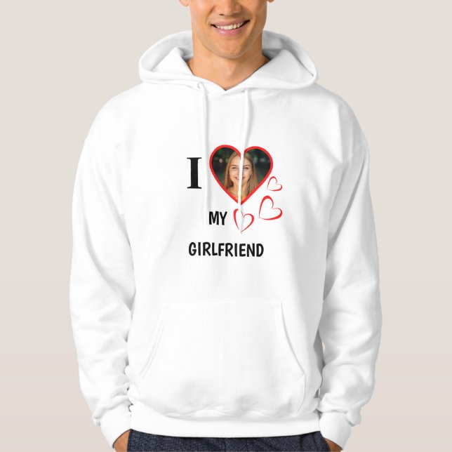  I Love My Girlfriend Dein Photo im Herz  Hoodie (Vorderseite)
