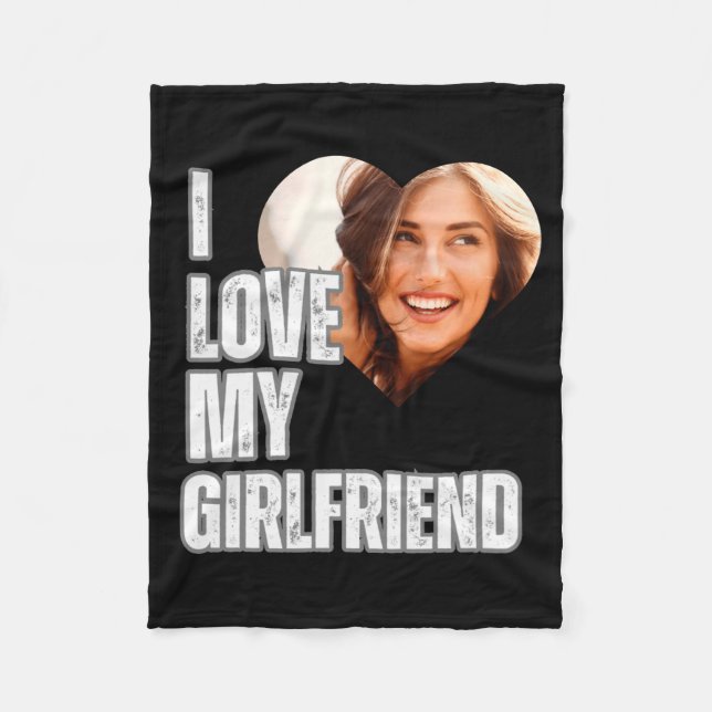 I Love My Girlfriend Heart Photo Boyfriend Gift  Fleecedecke (Vorderseite)