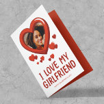 I love My Girlfriend l Valentine's Day Feiertagskarte<br><div class="desc">Cute valentine's day card featuring the saying "I love my girlfriend", with a photo in the shape of a love heart, and a scattering of little red hearts. This card has been left blank inside for you to write your own personal message. Photo tip: Crop your photo into a square...</div>