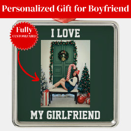 I Love My Girlfriend Photo Ornament Gift for BF Aus Metall