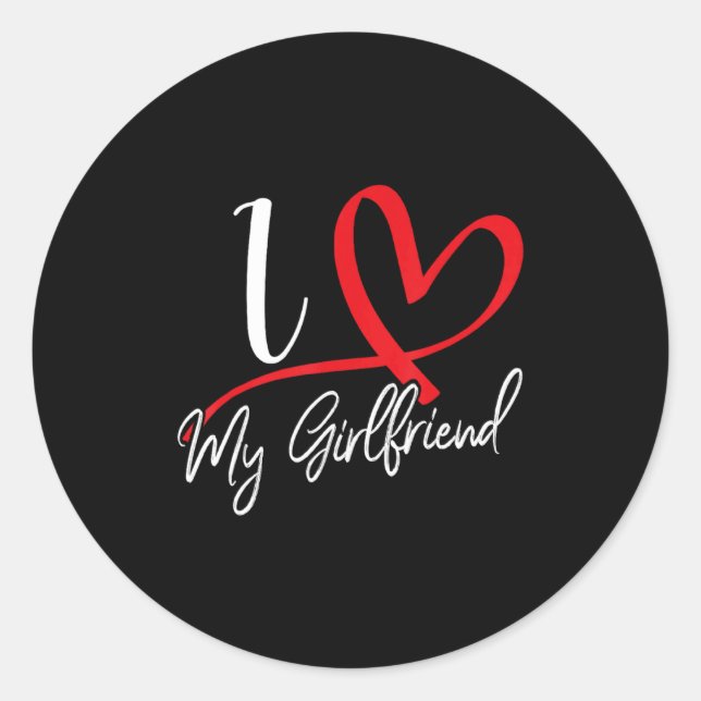 I Love My Girlfriend Red Heart Couples Valentines  Runder Aufkleber (Vorderseite)