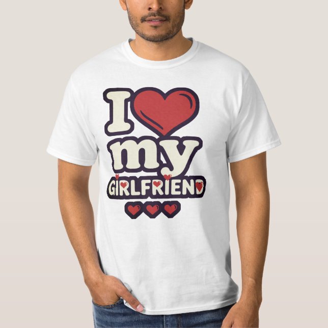 I Love My Girlfriend Shirt - Retro Bubble Heart (Vorderseite)
