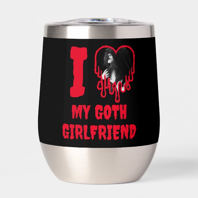I Love My Goth Girlfriend Dripping Red Heart Photo (Vorderseite)