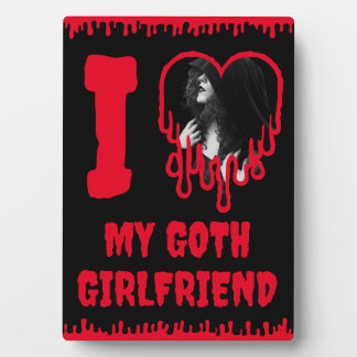 I Love My Goth Girlfriend Dripping Red Heart Photo Fotoplatte
