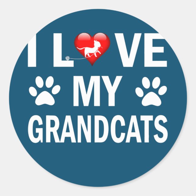 I love my Grandcats Cat Lover Granddad Grandma  Runder Aufkleber (Vorderseite)