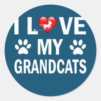 I love my Grandcats Cat Lover Granddad Grandma Runder Aufkleber