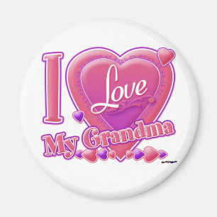 I Love My Grandma pink/purple - heart Magnet