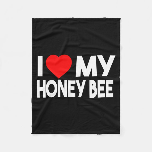 I Love My Honey Bee Shirt, Funny Animal Couple Mat Fleecedecke (Vorderseite)