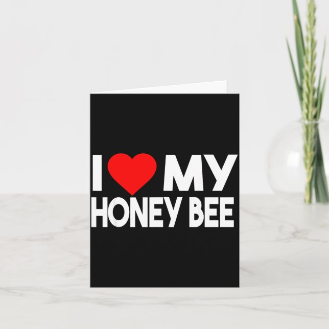 I Love My Honey Bee Shirt, Funny Animal Couple Mat Karte (Vorderseite)