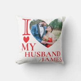 I Love My Husband Custom Photo Heart Kissen