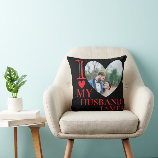 I Love My Husband Custom Photo Heart Kissen (Stuhl )