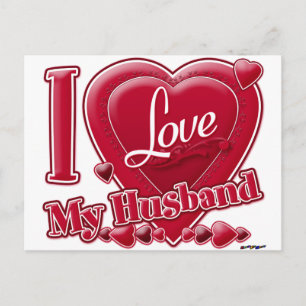 I Love My Husband red - heart Postkarte