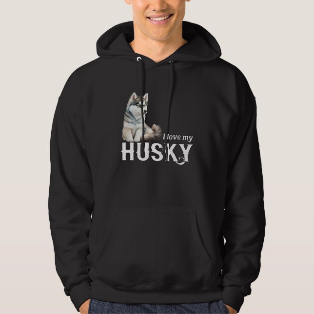 I Love My Husky Cute Sled Dog Siberian Husky  1 Hoodie (Vorderseite)