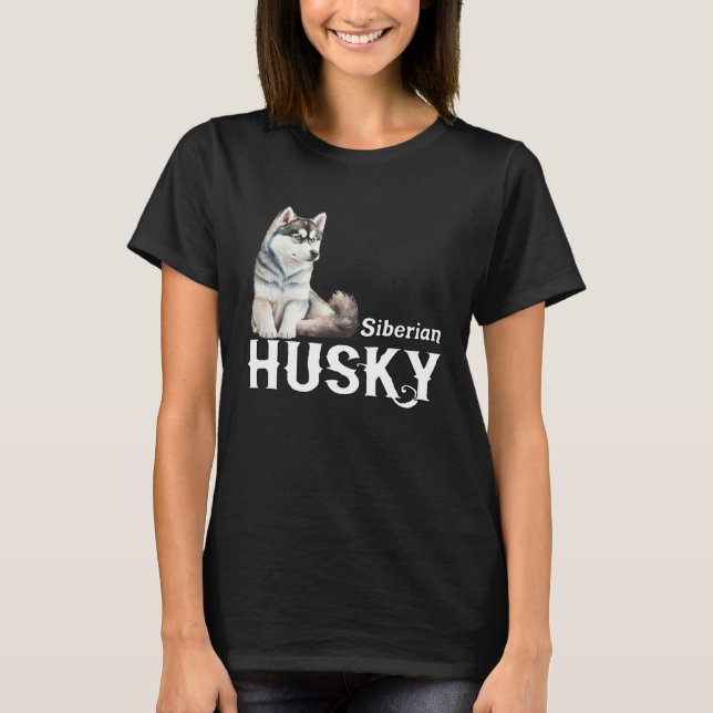 I Love My Husky Cute Sled Dog Siberian Husky T-Shirt (Vorderseite)