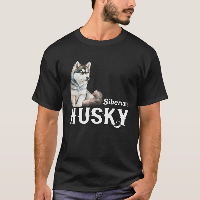I Love My Husky Cute Sled Dog Siberian Husky T-Shirt (Vorderseite)