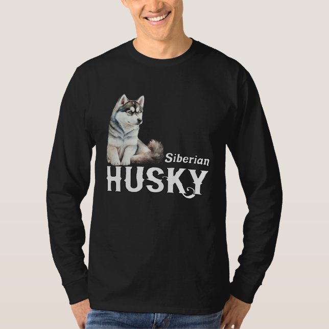 I Love My Husky Cute Sled Dog Siberian Husky T-Shirt (Vorderseite)