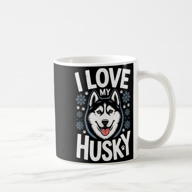 I Love My Husky - Saying Siberian Puppy Animal Paw Kaffeetasse (Rechts)