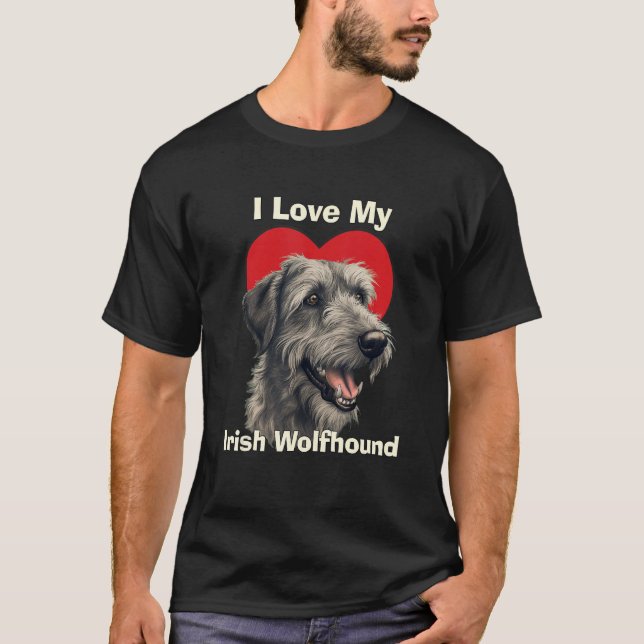 I Love My Irish Wolfhound Puppy Dog T-Shirt (Vorderseite)