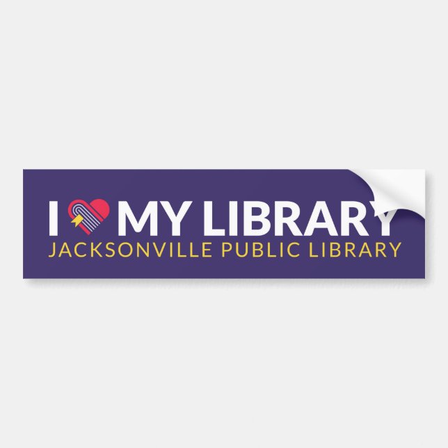 I Love My Library Autoaufkleber (Vorne)
