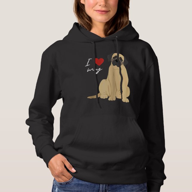 I Love My Mastiff Dog  Raglan Baseball Hoodie (Vorderseite)