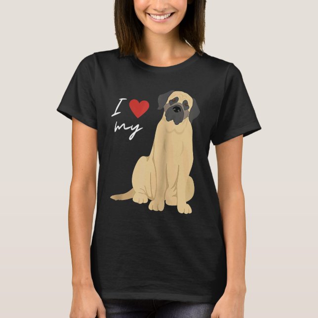 I Love My Mastiff Dog  Raglan Baseball T-Shirt (Vorderseite)