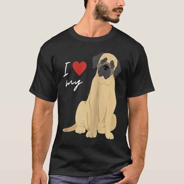 I Love My Mastiff Dog  Raglan Baseball T-Shirt (Vorderseite)