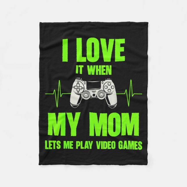 I Love My Mom Gamer Gaming Teen Boys Video Game Co Fleecedecke (Vorderseite)