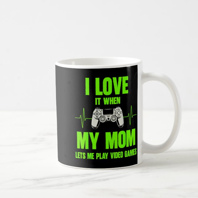 I Love My Mom Gamer Gaming Teen Boys Video Game Co Kaffeetasse (Rechts)