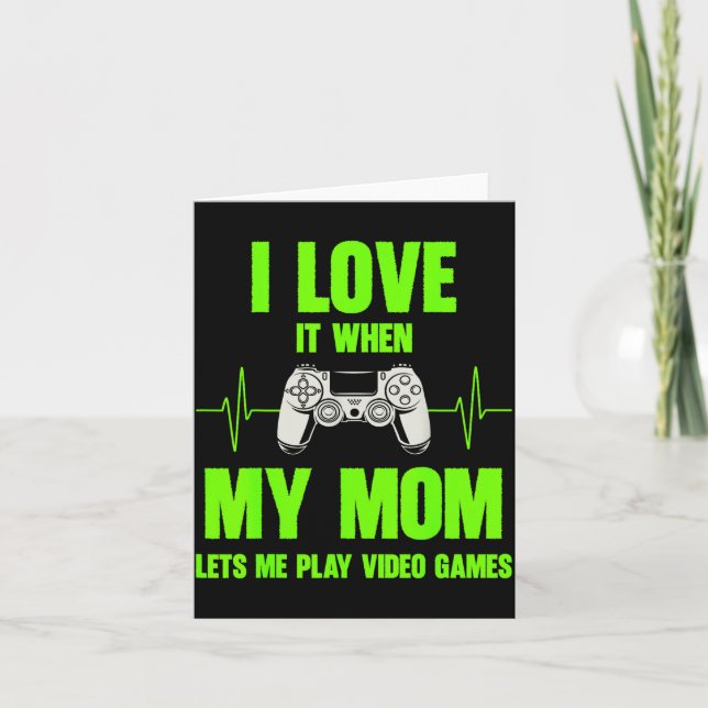 I Love My Mom Gamer Gaming Teen Boys Video Game Co Karte (Vorderseite)