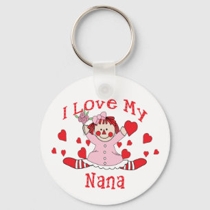 I love My Nana Rag Doll & Hearts Schlüsselanhänger