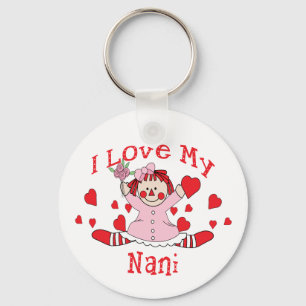 I love My Nani Rag Doll & Hearts Schlüsselanhänger