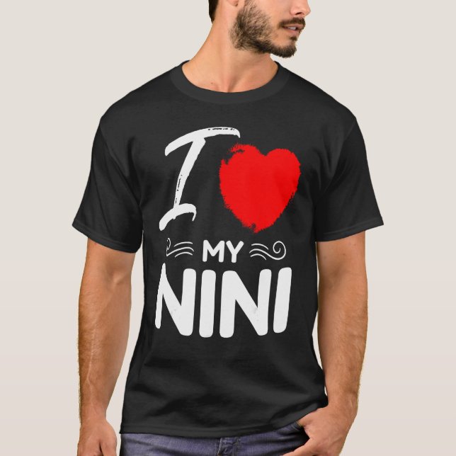 I Love My Nini Cute Mother Grandma Matching Family T-Shirt (Vorderseite)