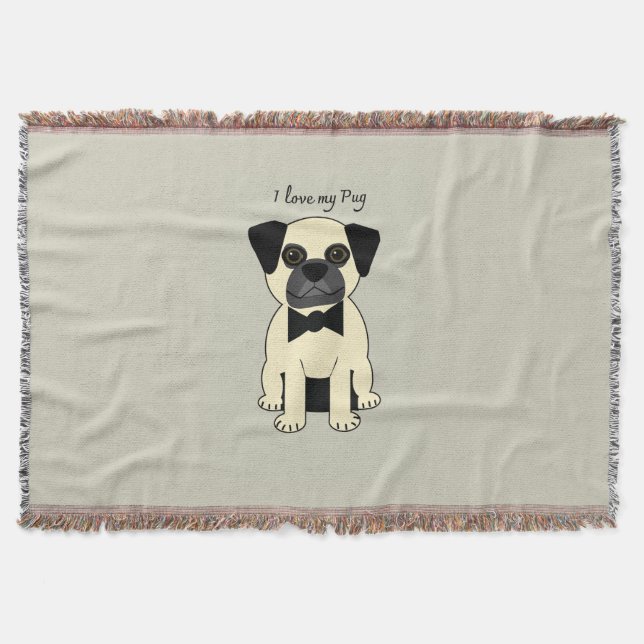 I Love My Pug Decke (Vorderseite)