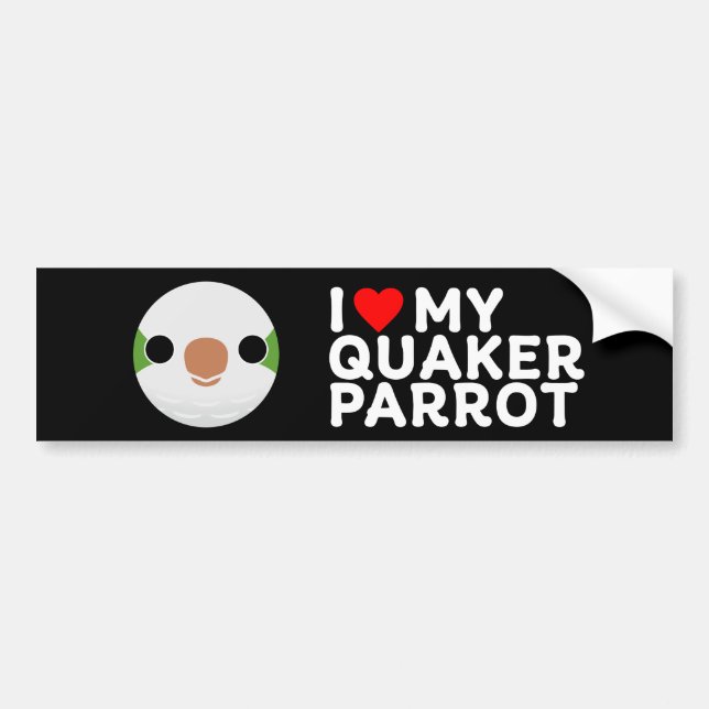 I LOVE MY QUAKER PARROT – normal Autoaufkleber (Vorne)