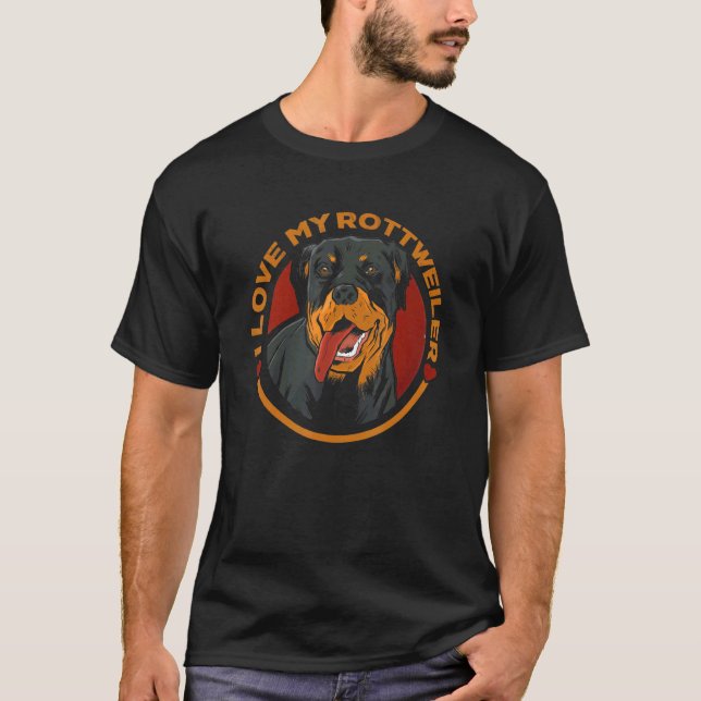 I Love My Rottweiler Dog Owner Heart Rottie T-Shirt (Vorderseite)