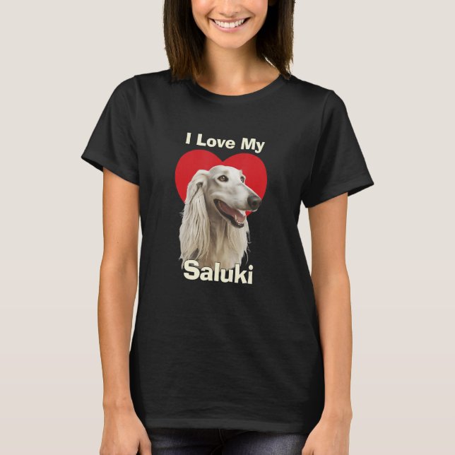 I Love My Saluki Puppy Dog T-Shirt (Vorderseite)