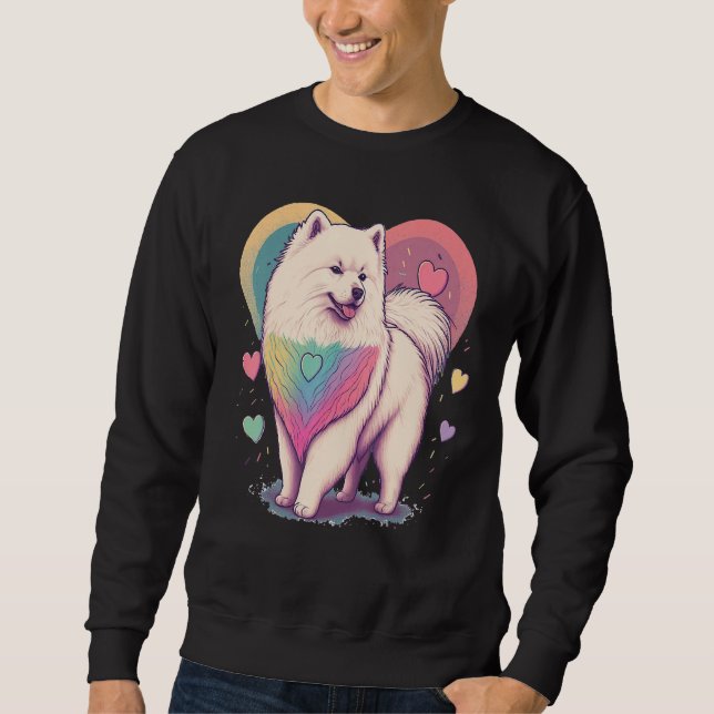 I Love My Samoyed Dog Valentines Day Heart Artwork Sweatshirt (Vorderseite)