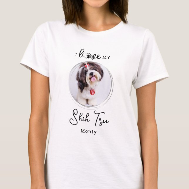 I Love My Shih Tzu Personalized Cute Pet Dog Photo T-Shirt (Von Creator hochgeladen)