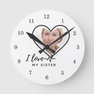 I Love My SISTER - Best Friend Personalized Gift Runde Wanduhr