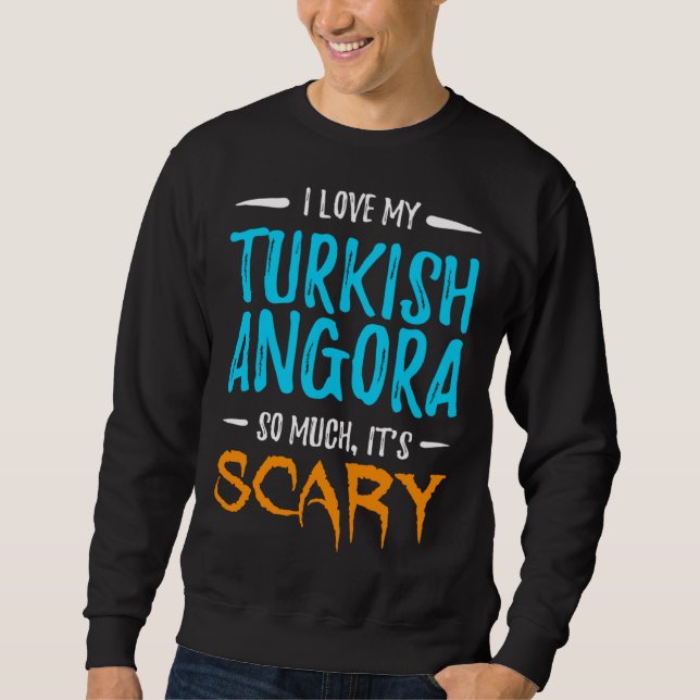 I Love My Turkish Angora Cat Mom Scary Halloween Sweatshirt (Vorderseite)