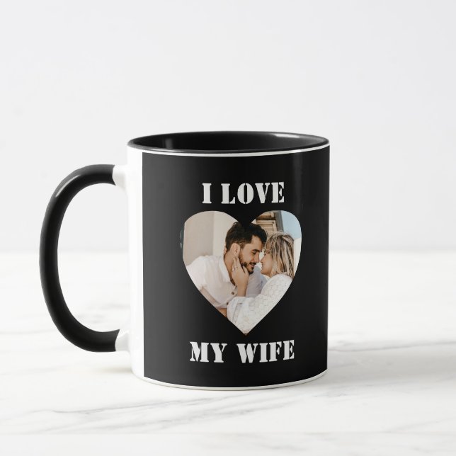 I Love My Wife Heart Custom Personalized Photo Tasse (Links)