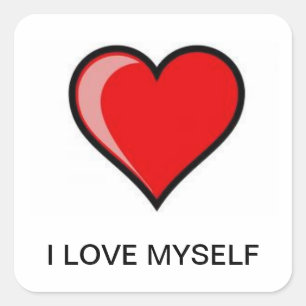 I LOVE MYSELF QUADRATISCHER AUFKLEBER
