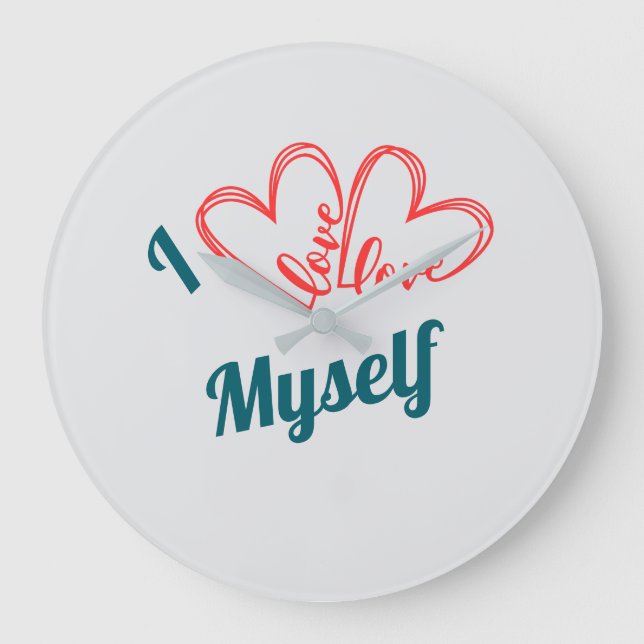 I Love Myself - Self-Care Button Große Wanduhr (Vorderseite)