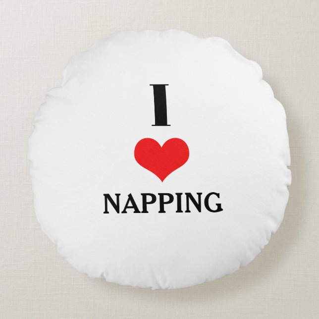 I Love Napping Red Heart Valentines Day Gift Favor Rundes Kissen (Vorderseite)