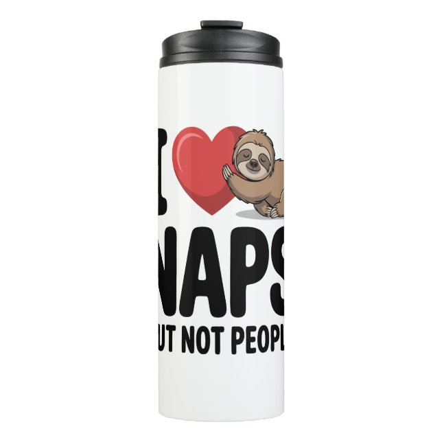 I Love Naps Cute Sloth Heart Thermosbecher (Vorderseite)