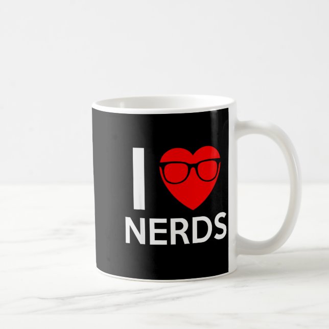 I Love Nerds Gles Funny Heart Valentines Gift Men  Kaffeetasse (Rechts)