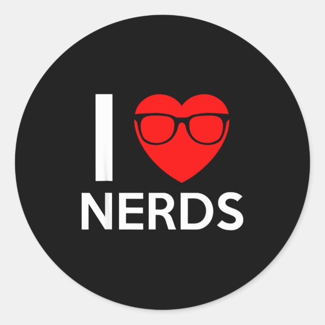 I Love Nerds Gles Funny Heart Valentines Gift Men  Runder Aufkleber (Vorderseite)